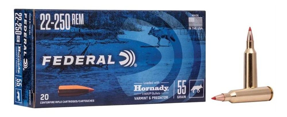 Federal V22250VM2 Varmint Predator 22-250 Rem 55gr Hornady V-Max 20 Per Box view 2
