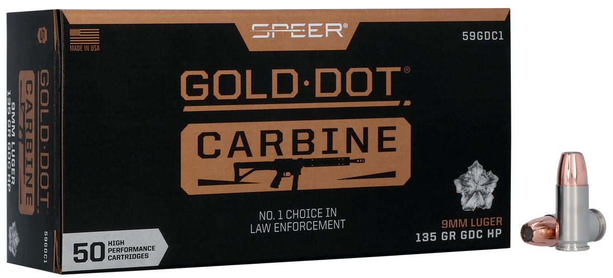 Speer 59GDC1 Gold Dot 9mmLuger 135gr Hollow Point 50 Per Box/20 Case