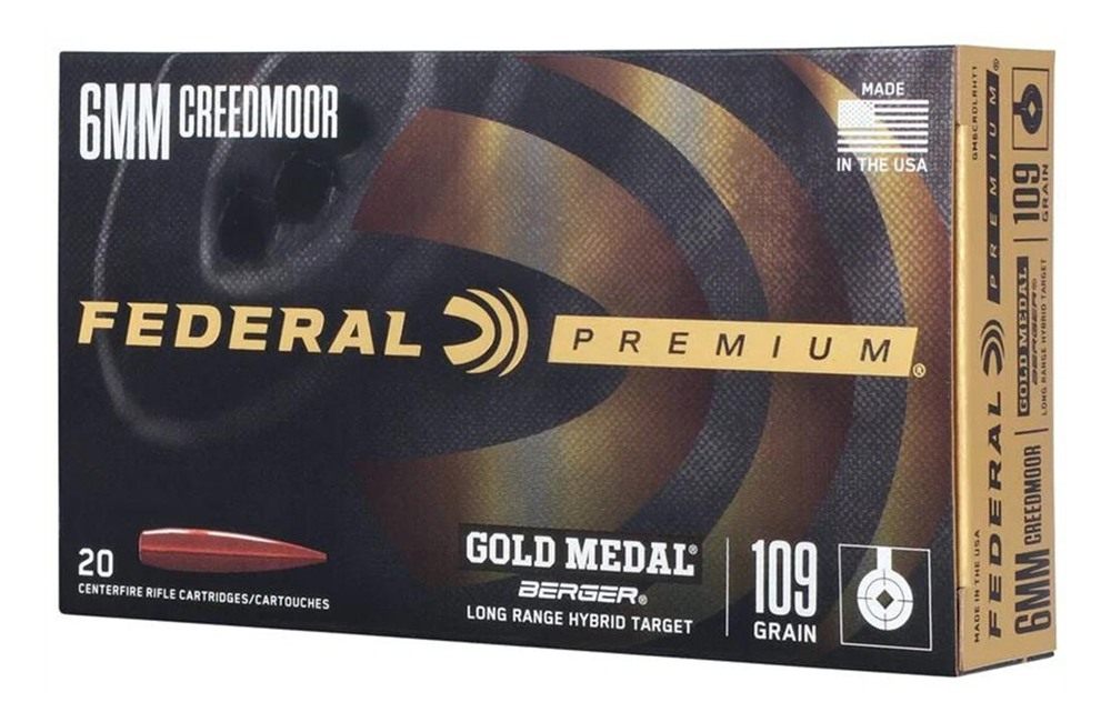 Federal GM6CRDLRHT1 Premium Gold Medal 6mmCreedmoor 109gr Berger Long Range view 2