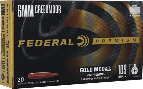 Federal GM6CRDLRHT1 Premium Gold Medal 6mmCreedmoor 109gr Berger Long Range view 4