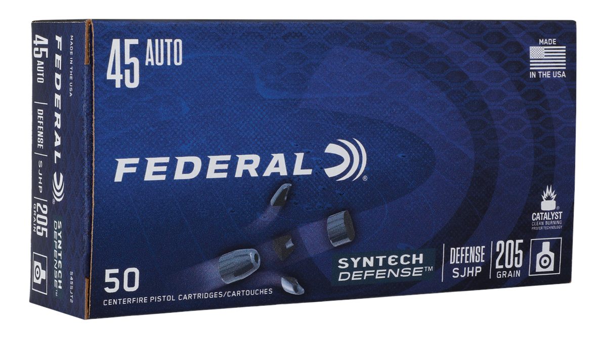 Federal Cartridge S45SJT2 Syntech Defense 45ACP 205gr Segmented Jacketed Ho