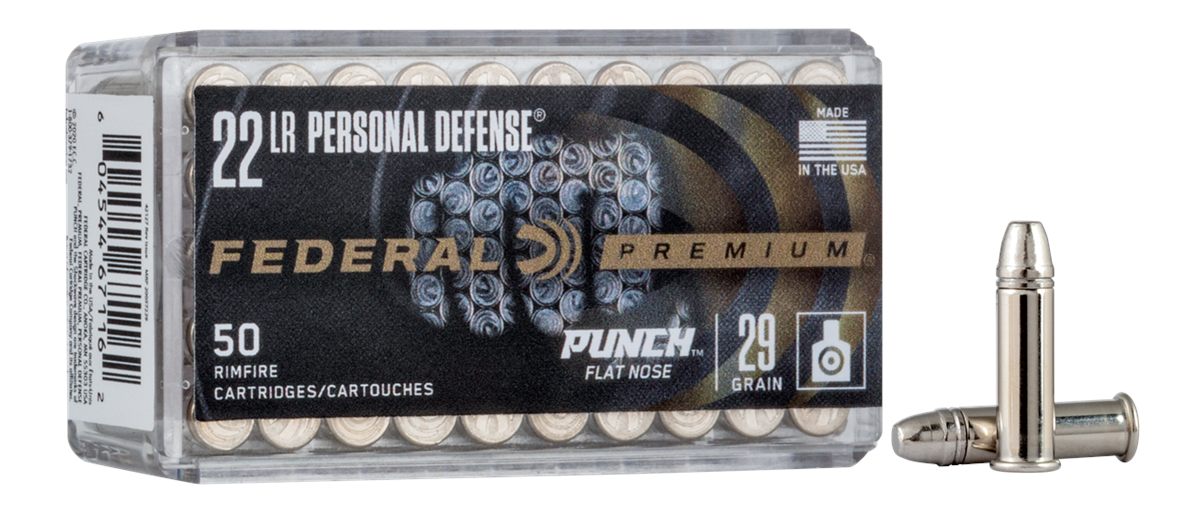 Federal Personal Defense Punch Rimfire Ammunition .22 LR PUNCH 29gr FN 1080 fps 50/ct