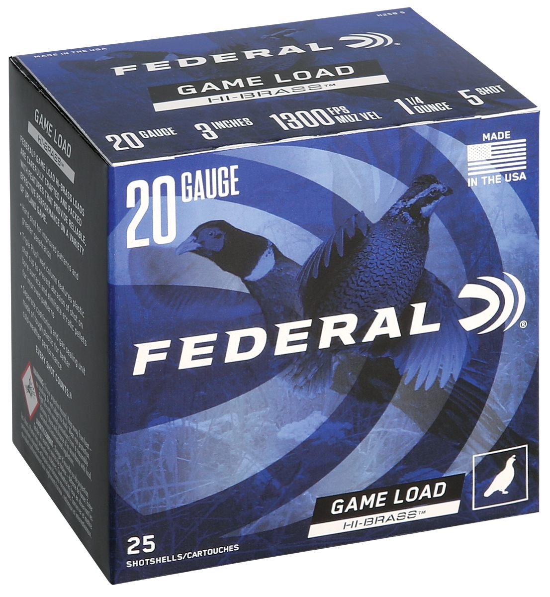 Federal Game-Shok Upland Hi Brass Load Shotshells 20 3in 1/4 oz 1300 fps 5