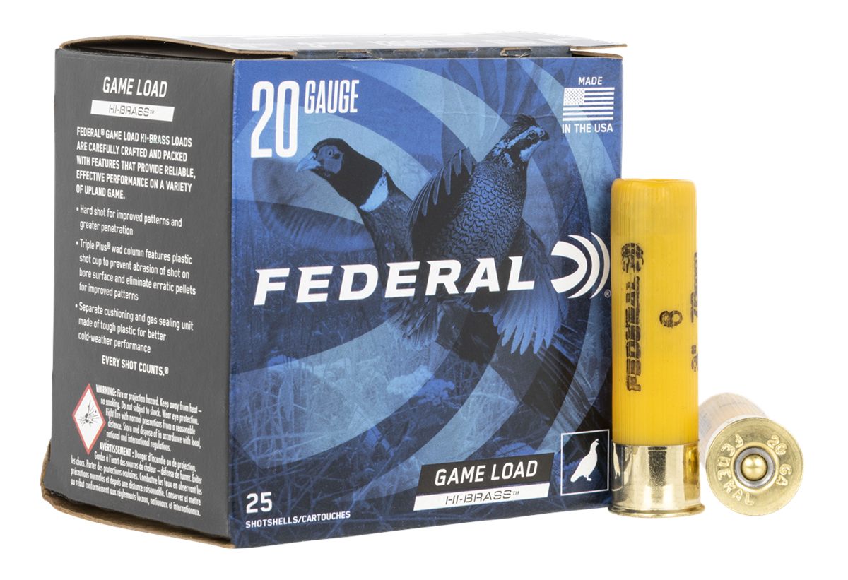 Federal Cartridge Game-Shok Upland Hi Brass Load Shotshells 20 3in 1/4 oz 1