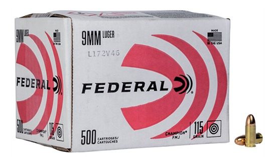 Federal Cartridge C9115A500 Champion Training 9mmLuger 115gr Full Metal Jac view 2