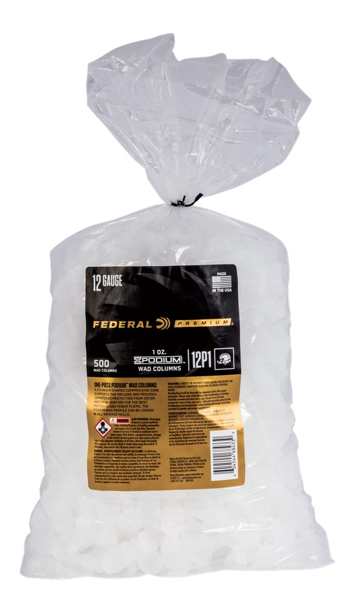 Federal 12P1 Podium Wad Premium 12 Gauge 1oz White Plastic 500/10
