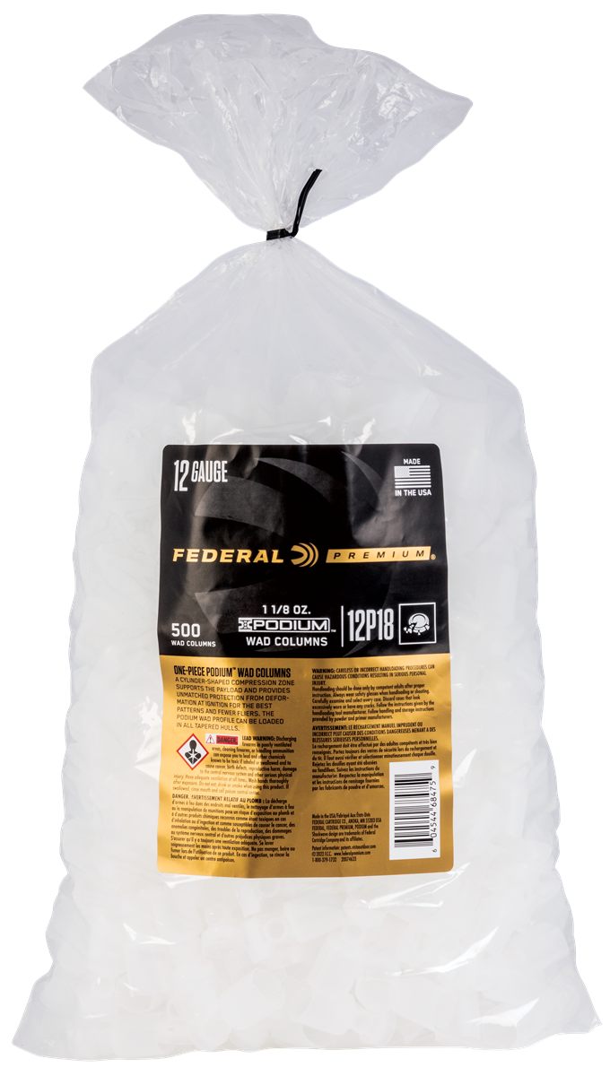 Federal Cartridge 12P18 Podium Wad Premium 12 Gauge 1 1/8oz White Plastic 5