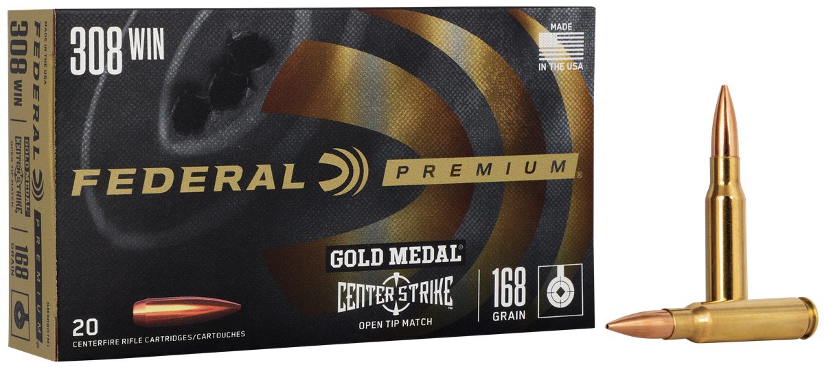 Federal GM308OTM1 Premium Gold Medal 308 Win 168gr Open Tip Match 20 Per Bo
