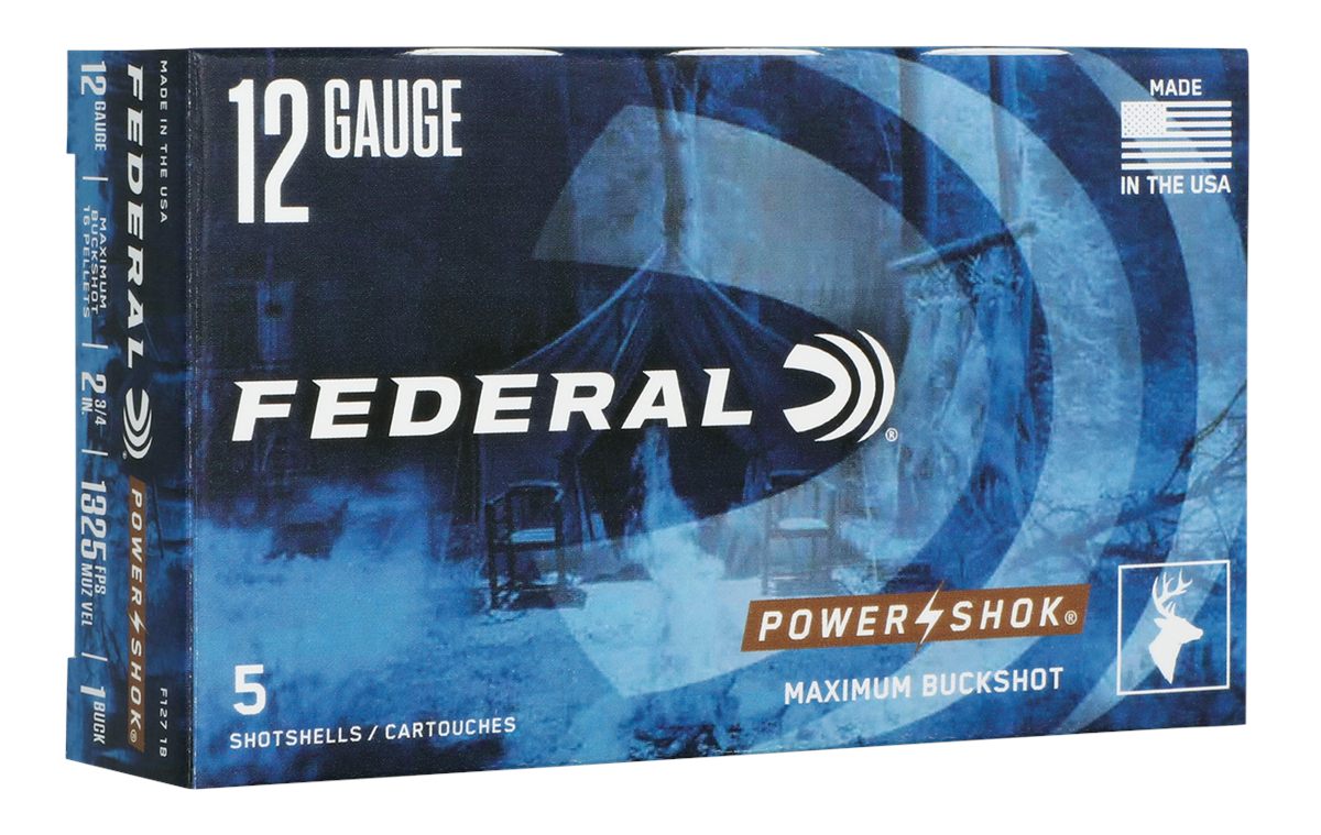 Federal Cartridge F1271B Power-Shok Max Buck 12 Gauge 2.75in 1 5 Per Box/50