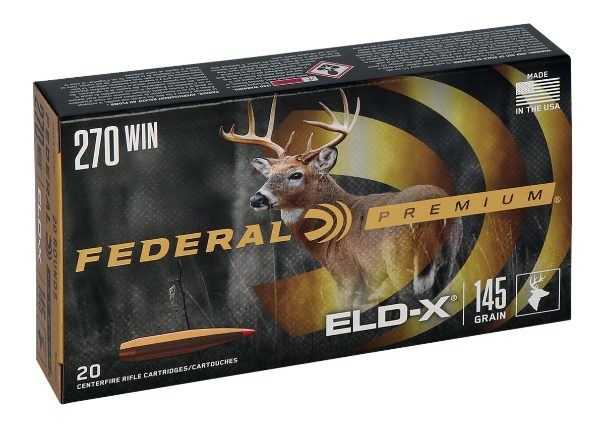 Federal Premium ELD-X Rifle Ammunition .270 Win 145gr PT 2890 fps 20/ct