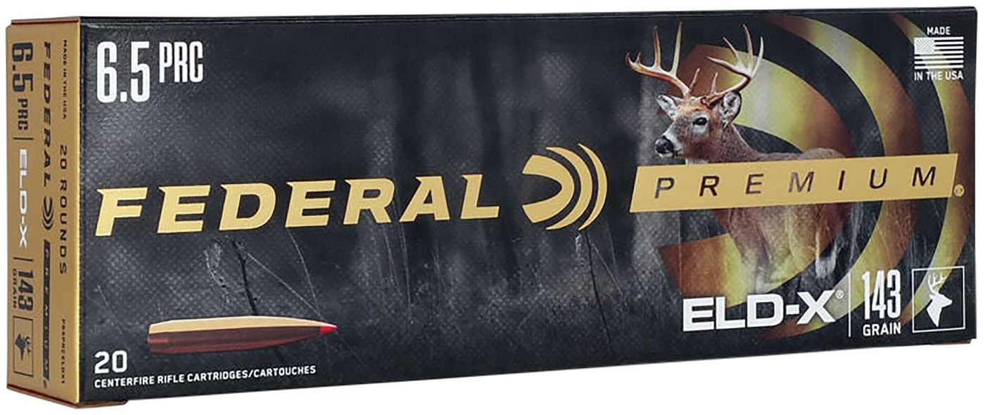 Federal Premium ELD-X Rifle Ammunition 6.5 PRC 143gr PT 2900 fps 20/ct