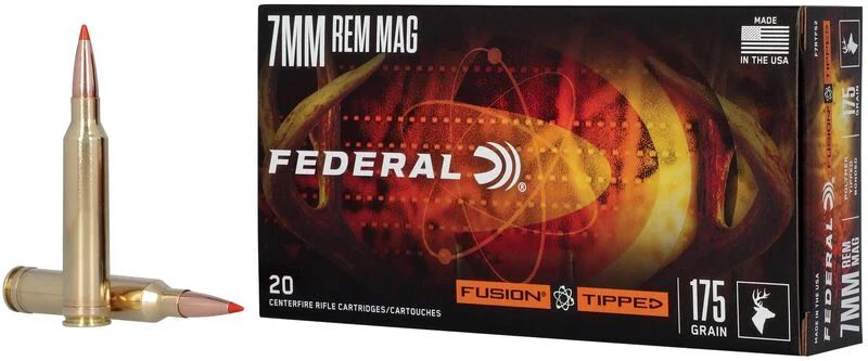 Federal Fusion Tipped Rifle Ammunition 7mm Rem Mag 175gr PT 2860 fps 20/ct view 2