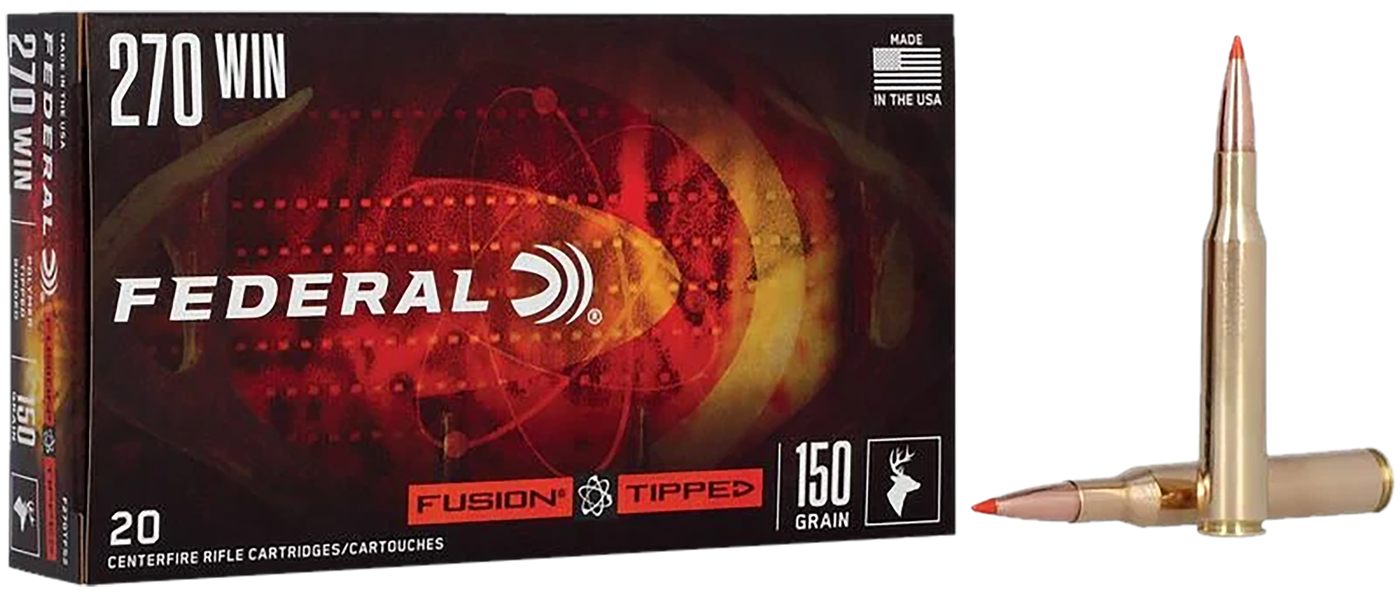 Federal Fusion Tipped Rifle Ammunition 270 Win 150gr PT 2850 fps 20/ct