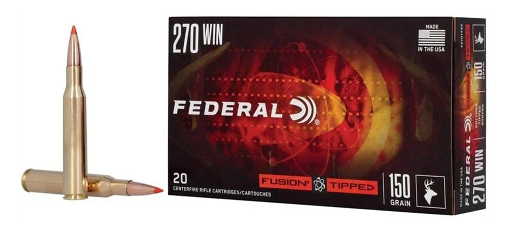 Federal Fusion Tipped Rifle Ammunition 270 Win 150gr PT 2850 fps 20/ct view 2