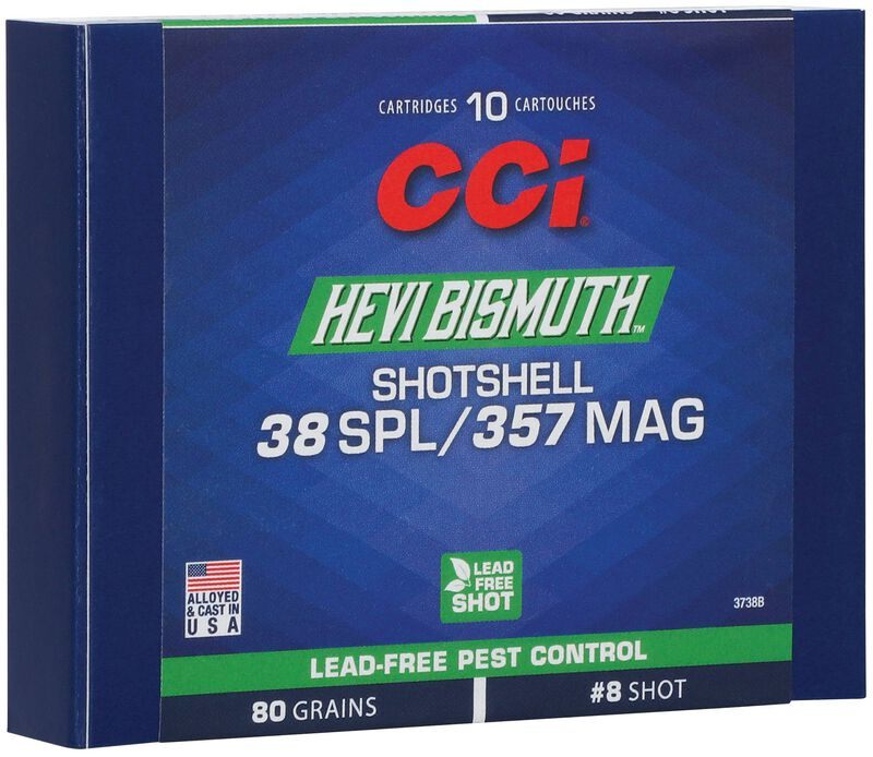 CCI Hevi Bismuth Centerfire Shotshell 357 Mag/38 Spl 80gr 8 1100 fps 10/ct view 2