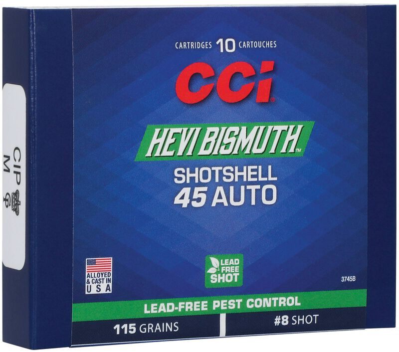 CCI Hevi Bismuth Centerfire Shotshell 45 Auto 115gr 8 1150 fps 10/ct view 2