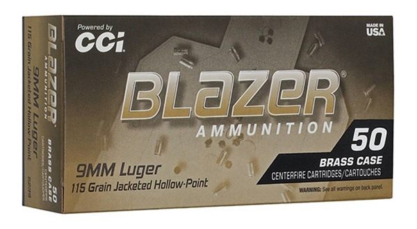 Cci Blazer Brass Handgun Ammunition 9mm Luger 115gr JHP 1145 fps 50/ct view 2
