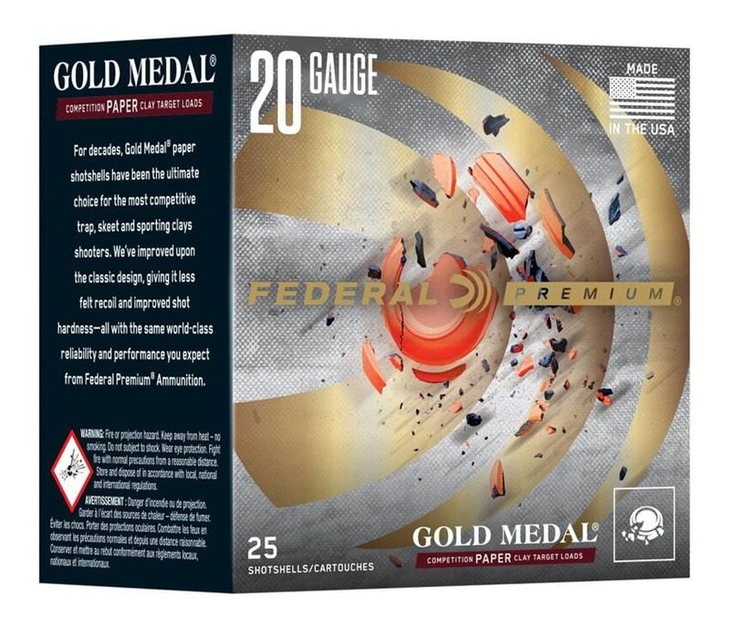 Federal Cartridge Gold Medal Paper Shotshells 20ga 2-3/4in 7/8oz 1250 fps 7