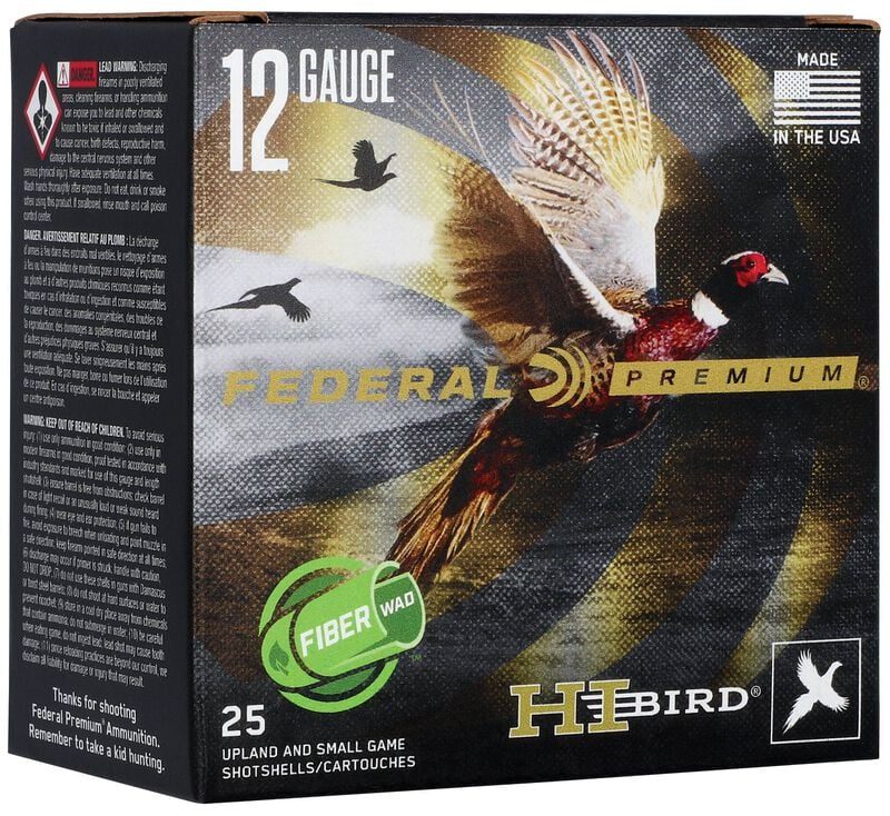 Federal Ammo Hi-Bird Fiber Wad Shotshells 12ga 2-3/4in 1/4oz 1330fps 4 25/c