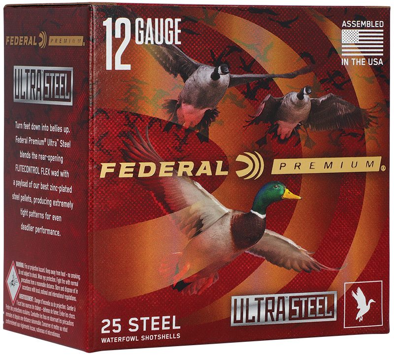 Federal Ammo 12GA 3 1/2in 1 1/2OZ 2 4 1500 FPS Ultrasteel 25 RD/BX 10 BX/CS
