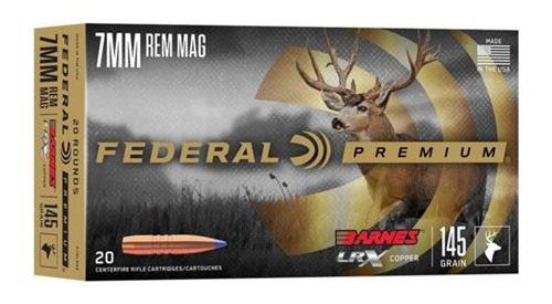 Federal Cartridge Barnes LRX Rifle Ammunition 7mm Rem Mag 145gr PT 20/ct