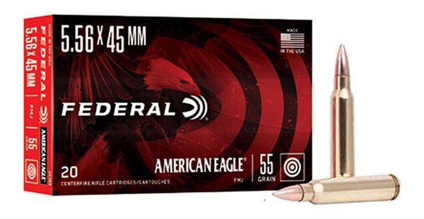 Federal American Eagle Rifle Ammunition 5.56mm 55gr FMJ 3165 fps 20/ct