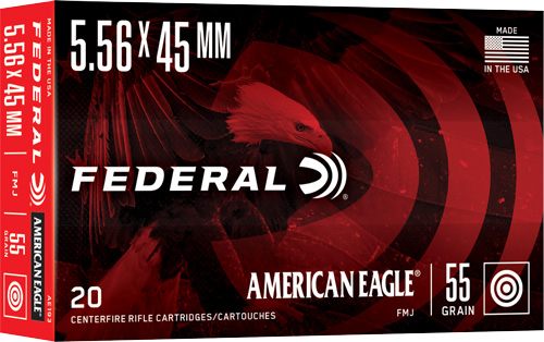 Federal American Eagle Rifle Ammunition 5.56mm 55gr FMJ 3165 fps 20/ct view 2