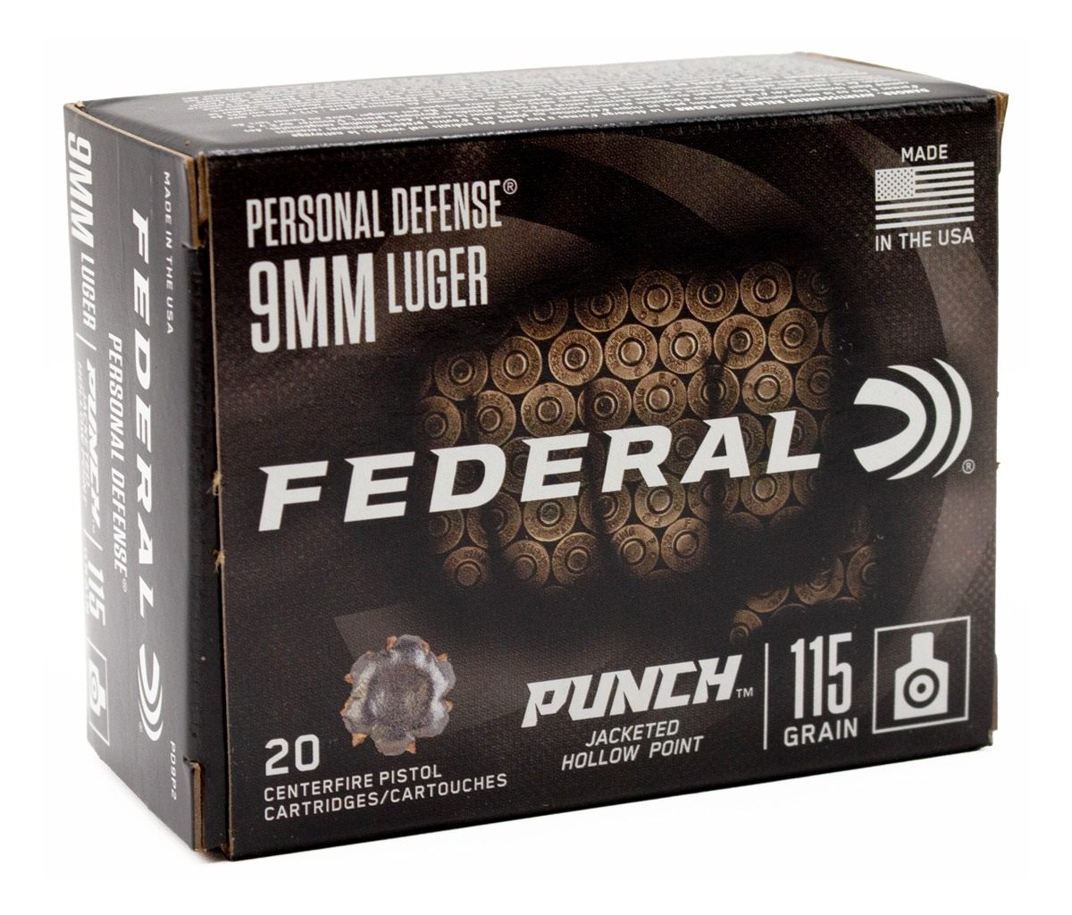 Federal Personal Defense Punch Handgun Ammunition 9mm Luger 115gr JHP 1180