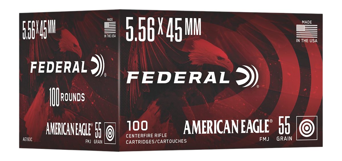 Federal AE193C American Eagle 5.56x45mm 55gr Full Metal Jacket 100 Per Box/
