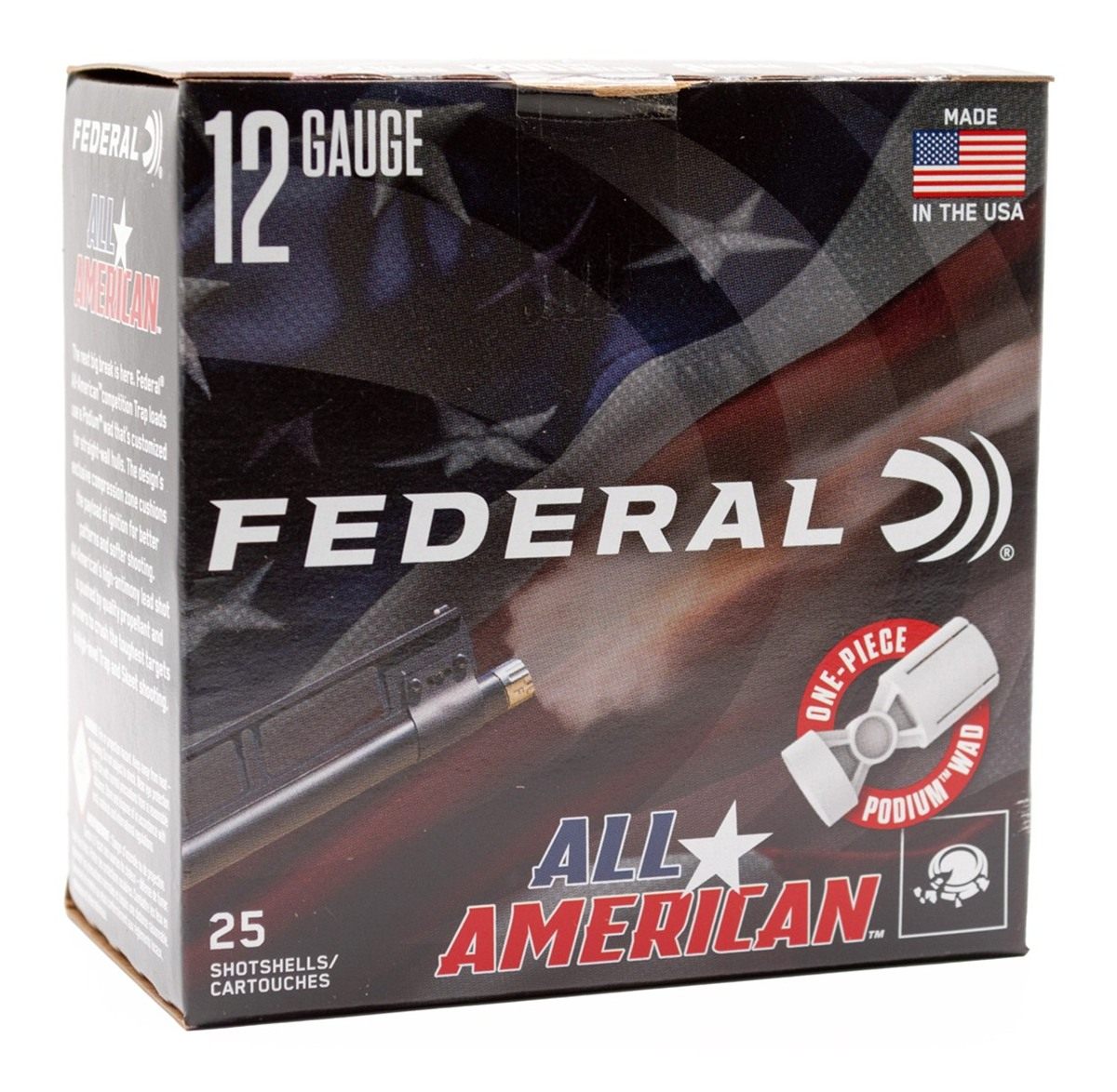 Federal FAA12H75 All-American 12 Gauge 2.75in 1 1/8oz 7.5 Shot 25 Per Box/1