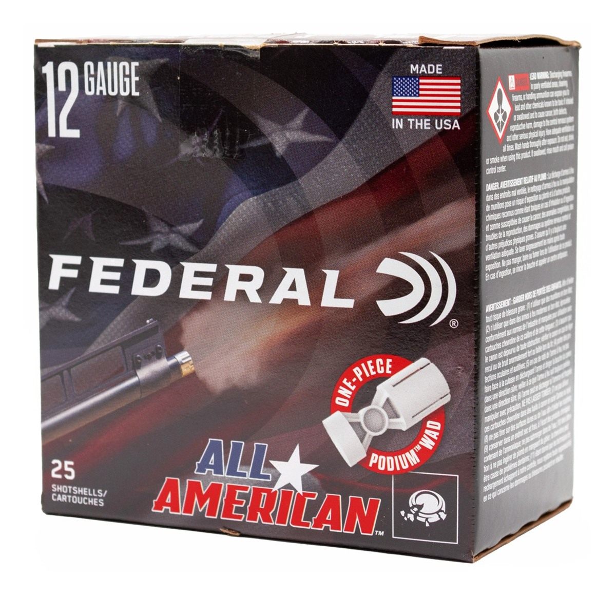 Federal FAA12H8 All-American 12 Gauge 2.75in 1 1/8oz 8 Shot 25 Per Box/10 C