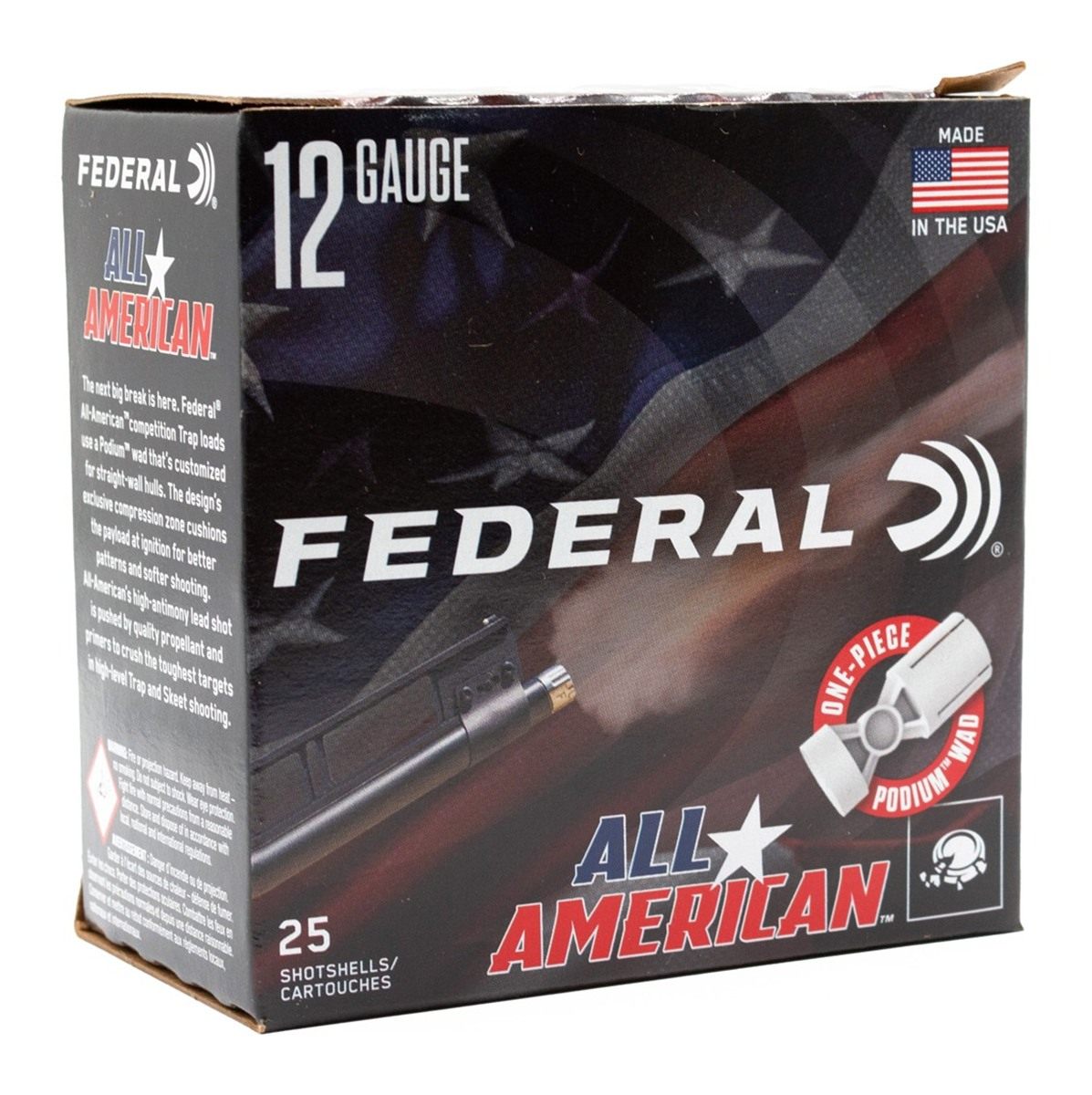Federal Ammo FAA12L8 All-American 12 Gauge 2.75in 1 1/8oz 8 Shot 25 Per Box view 2
