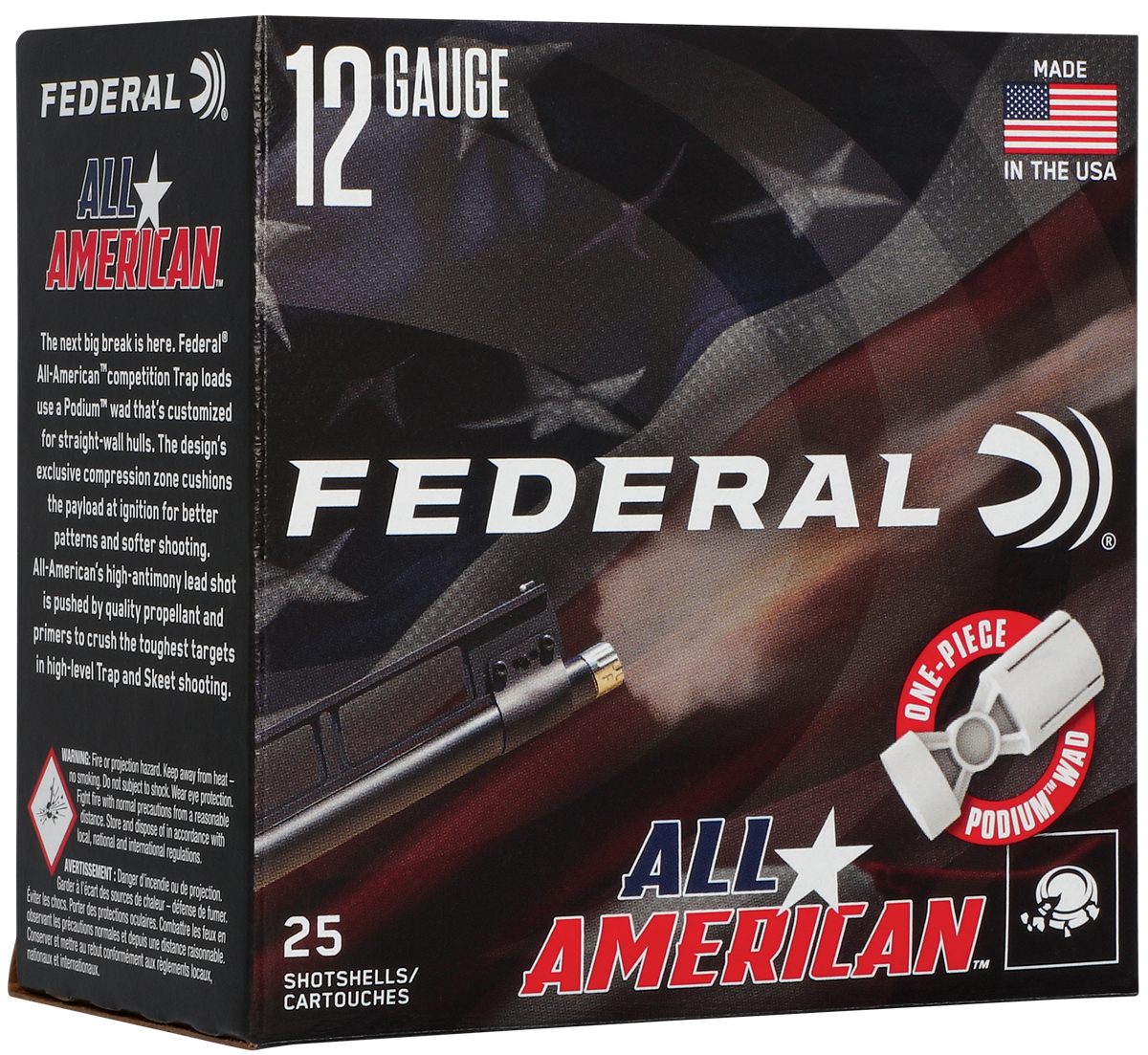 Federal FAA12L18 All-American 12 Gauge 2.75in 1oz 8 Shot 25 Per Box/10 Case