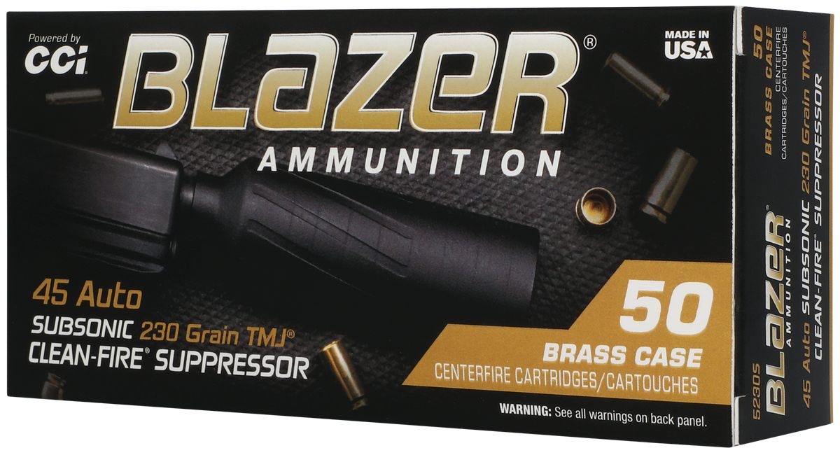 CCI Ammunition Blazer Brass Clean-Fire Suppressor handgun .45 Auto 230gr TM