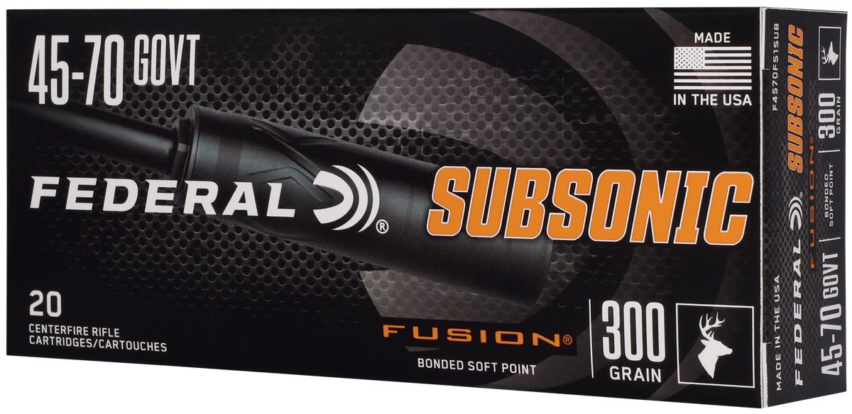 Federal Fusion Subsonic Rifle Ammunition .45-70 Govt 300gr SP 1000 fps 20/c