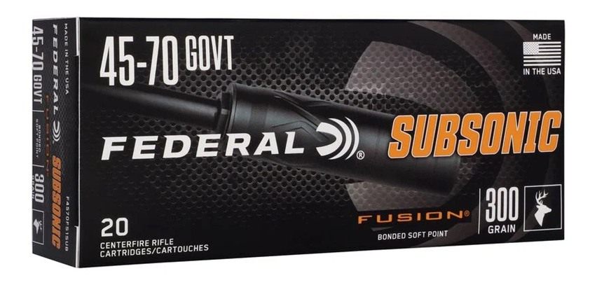 Federal Fusion Subsonic Rifle Ammunition .45-70 Govt 300gr SP 1000 fps 20/c view 2