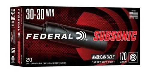 Federal Subsonic Rifle Ammunition .30 Win 170gr JSP 1000 fps 20/ct