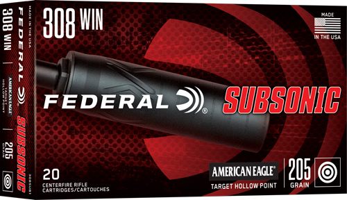 Federal Subsonic Rifle Ammunition .308 Win 205gr HP 1000 fps 20/ct