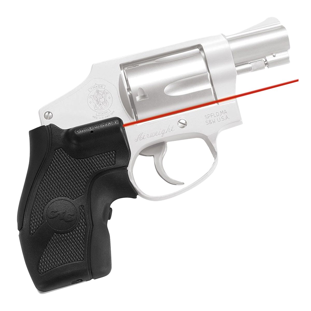 Crimson Trace 011680 Lasergrips Fits S W J Round Butt, Red Black Polymer
