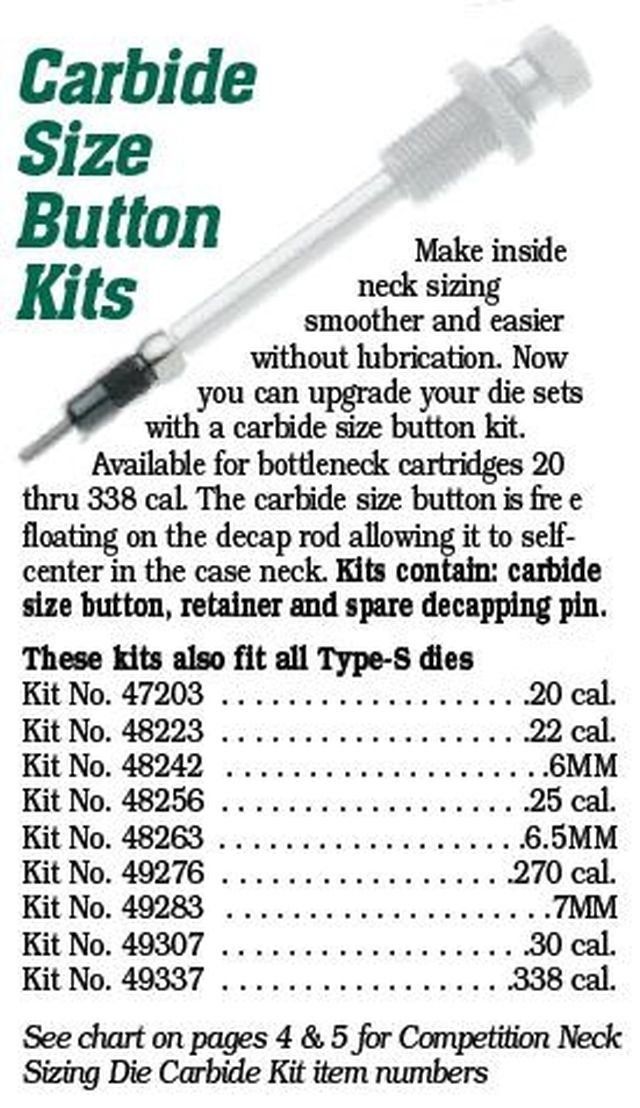 Redding Reloading - Carbide Size Button Kit