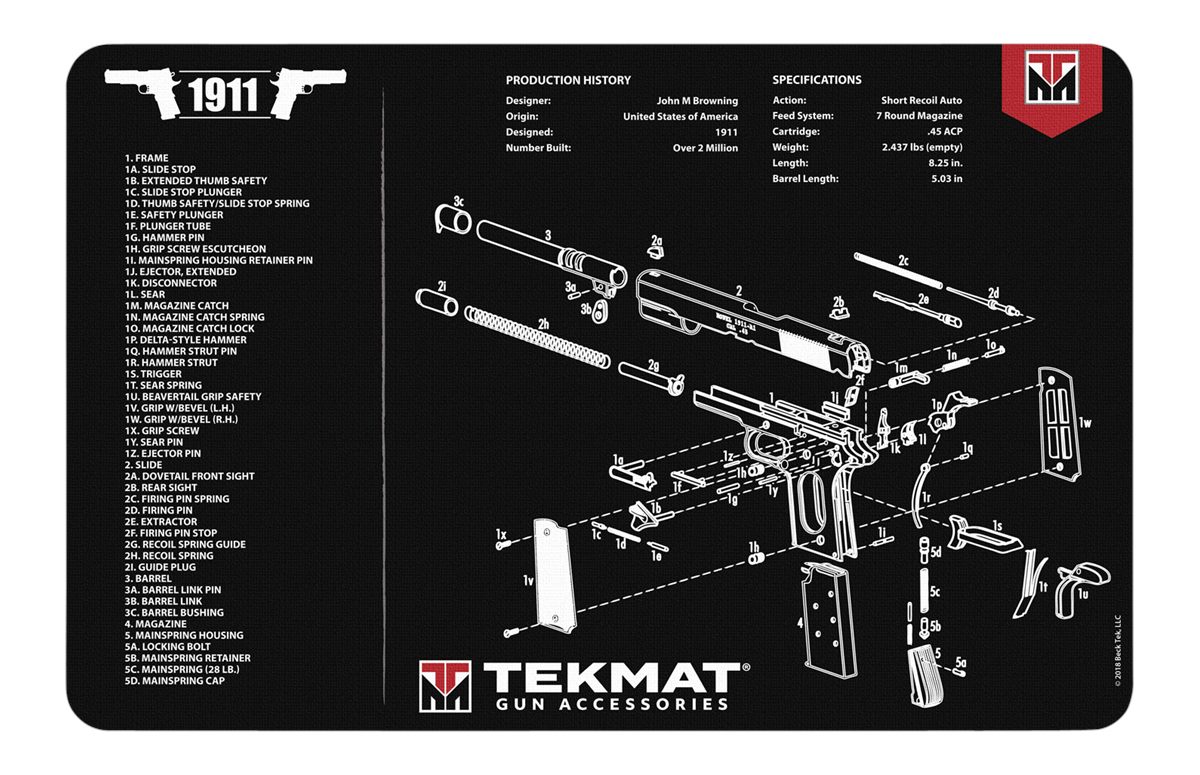 TekMat TEKR171911 1911 Cleaning Mat Black/White Rubber 11inx17in Parts Diag