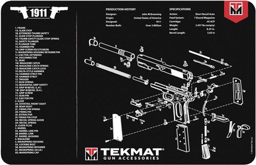 TekMat TEKR171911 1911 Cleaning Mat Black/White Rubber 11inx17in Parts Diag view 2