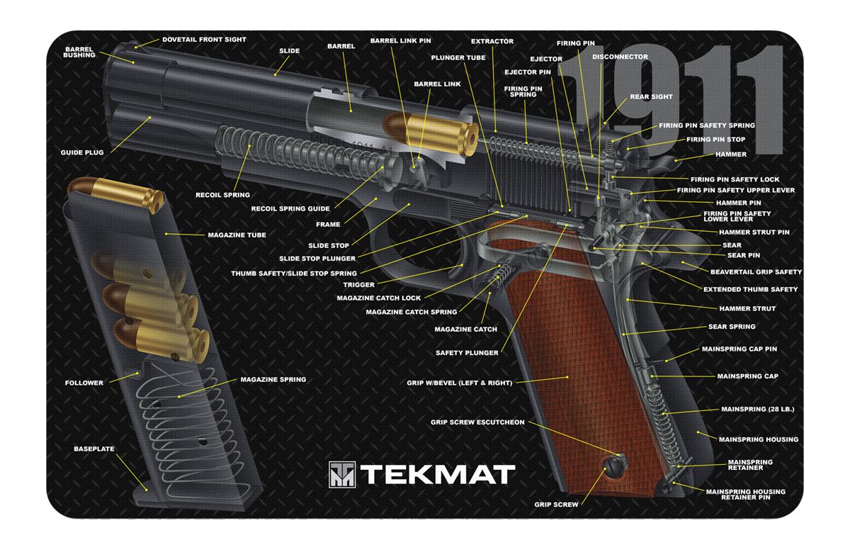 Tekmat TEKR171911CA Cleaning Mat Multi-Color Rubber 11inx17in 1911 3D Cutaw