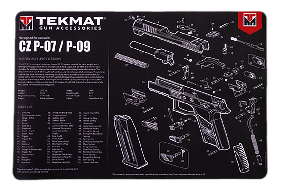 Tekmat TEKR17CZP07 CZ P-07/P-09 Cleaning Mat Black/White Rubber 11inx17in