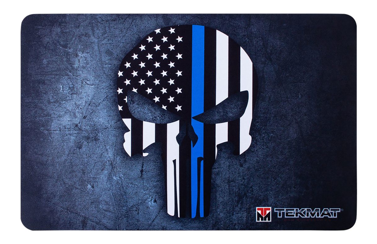 Tekmat TEKR17PUNISHERBL Punisher Blue Line Cleaning Mat Black/White/Blue Ru