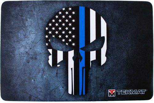 Tekmat TEKR17PUNISHERBL Punisher Blue Line Cleaning Mat Black/White/Blue Ru view 2
