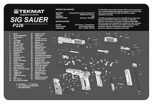 TekMat TEKR17SIGP226 Sig Sauer P226 Cleaning Mat Gray/White Rubber 11inx17i