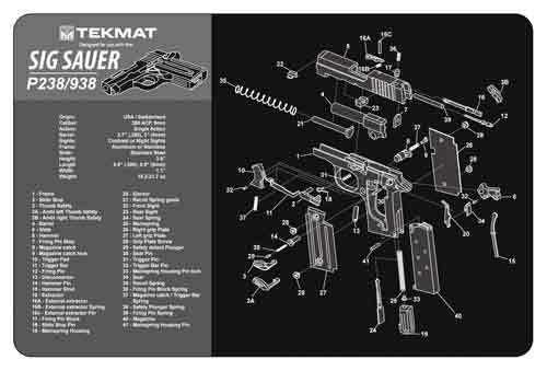 TekMat TEKR17SIGP238 Sig Sauer P238 Cleaning Mat Black/Gray Rubber 11inx17i
