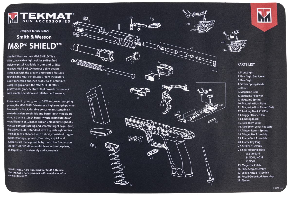 TekMat TEKR17SWMPSHIELD M P Shield Cleaning Mat Black/Gray Rubber 11inx17in