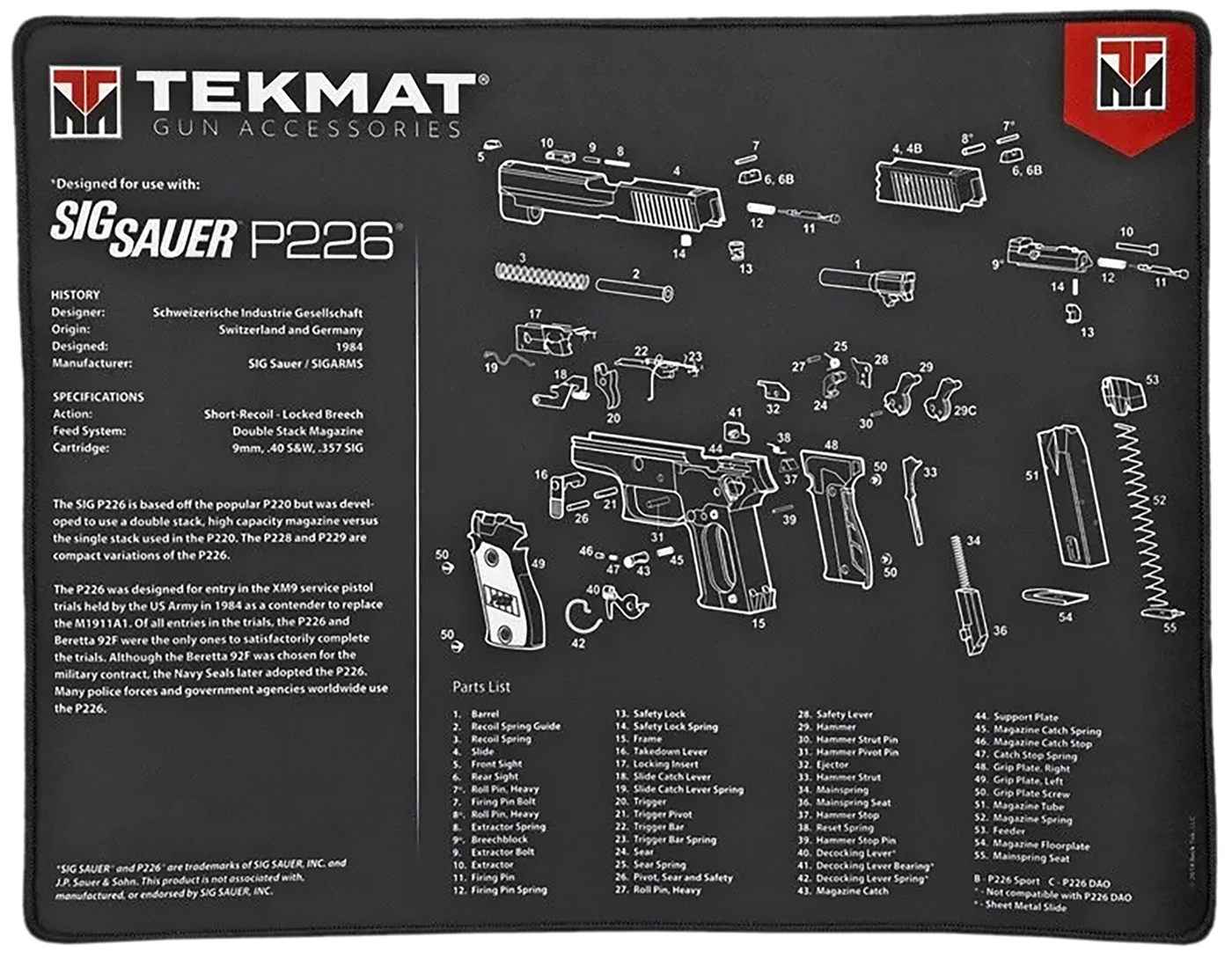 TekMat 20in X 15in Ultra Handgun MAT/SIG Sauer P226